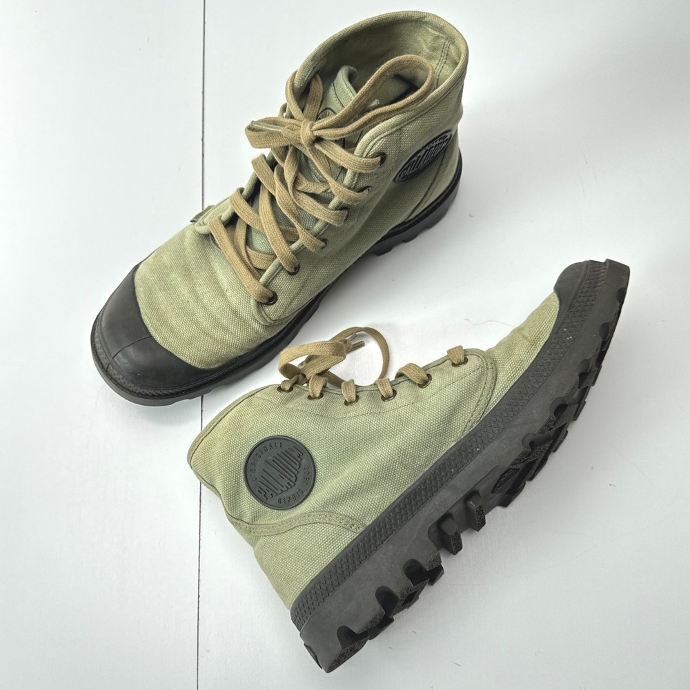 Palladium Pampa Hi Mens 9.5 Olive Green Canvas High Top Combat Boots 02352-364